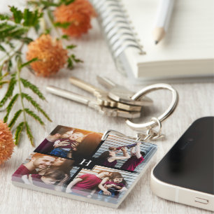 Photo Collage and Monogram Key Ring