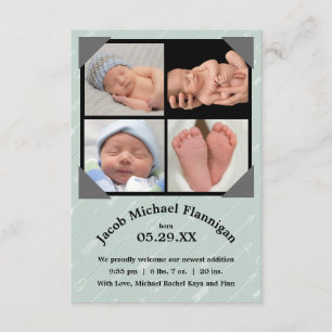 Photo Collage Arrows -3x5 Birth Announcement