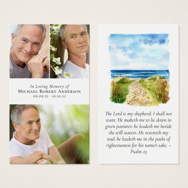 Photo Collage Beach Prayer Card (Front & Back)