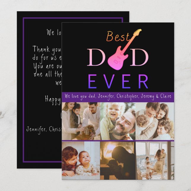 Photo Collage Best Dad Ever Modern Fathers Day Holiday Card (Front/Back)