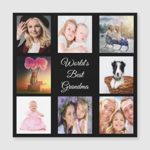 Photo collage best grandma world black magnet