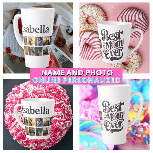 Photo Collage Best Mum Ever Script Retro Mother's Latte Mug
