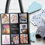 Photo collage best mum mother ever black tote bag<br><div class="desc">A gift for your mother celebrating her life with a collage of 8 photos.  White text: Best Mum Ever. Use photo of her,  children,  husband,  pets,  friends,  parents,  her dream travel destination. A chic black background. Perfect as a Mother's Day gift or for birthdays and Christmas.</div>