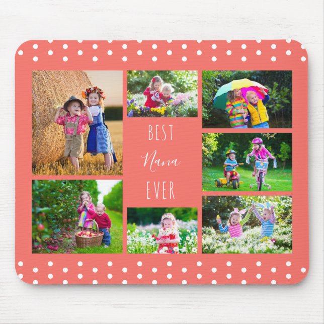 Photo Collage Best Nana Ever Coral Mouse Pad (Front)