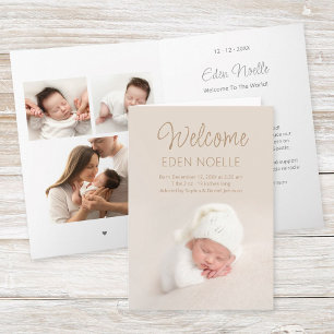 Photo Collage Birth Announcement  Folded Card
