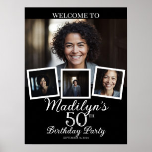 Photo collage birthday welcome poster