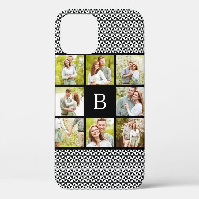 Photo Collage | Black and White Custom Monogram Case-Mate iPhone Case (Back)
