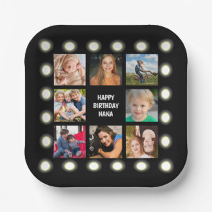 Photo Collage Black and White Custom Paper Plate
