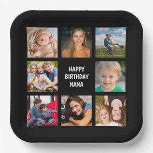 Photo Collage Black and White Custom Paper Plate