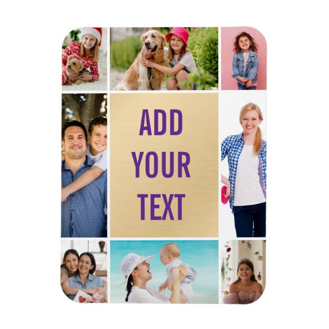 photo collage - black background - white text magn magnet (Vertical)