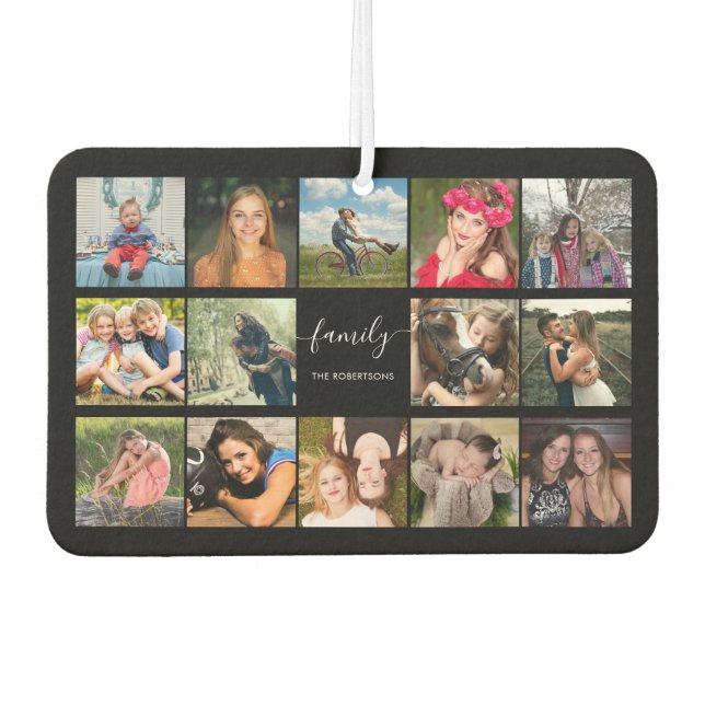 Photo Collage Black Custom Car Air Freshener (Front)