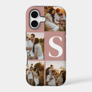 Photo collage black initial monogram I phone case