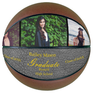 Photo Collage Black Leather Graduation Basketball