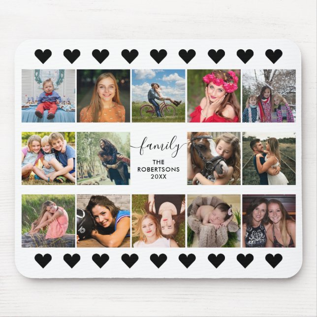 Photo Collage Black Mouse Pad (Front)