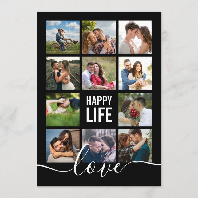 Photo Collage Black Wedding Program Programme (Front)