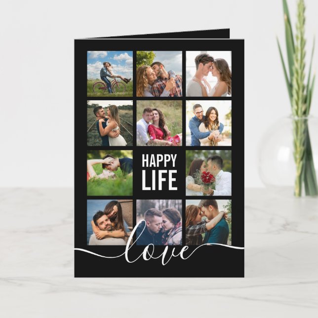 Photo Collage Black Wedding Program Programme (Front)