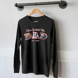 Photo Collage Bold Dad Letters Father's Day Gift Tri-Blend Shirt