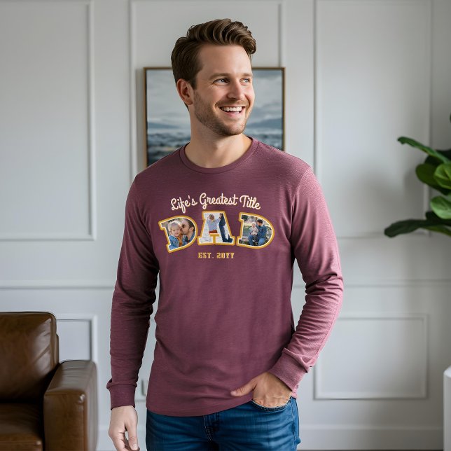 Photo Collage Bold Dad Letters Father's Day Gift Tri-Blend Shirt (Photo Collage Bold Dad Letters Father's Day Gift Tri-Blend Shirt)