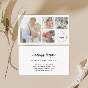 Photo Collage & Calligraphy Monogram Photographer Business Card