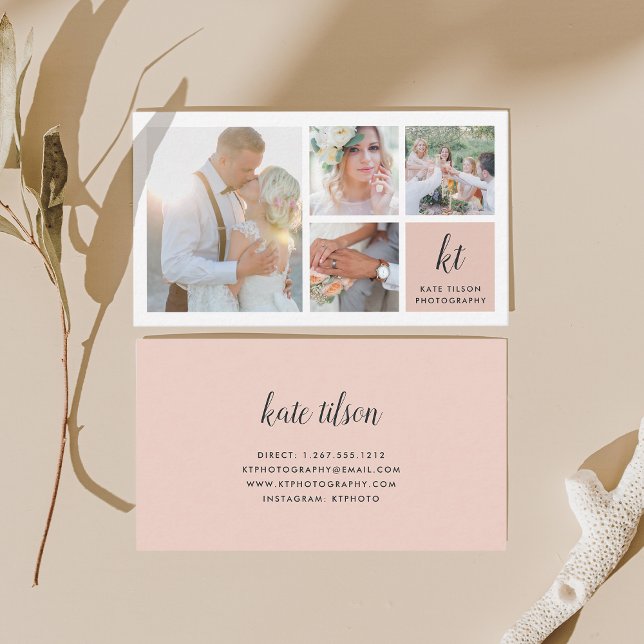Photo Collage & Calligraphy Monogram Photographer Business Card (Creator Uploaded)