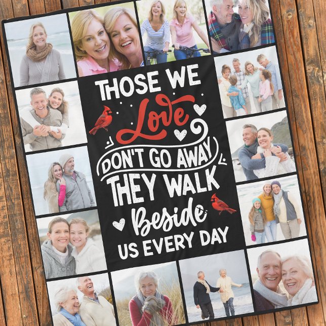 Photo Collage Cardinal Memorial Quote Fleece Blanket (Creator Uploaded)
