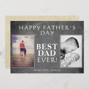 Photo Collage Chalkboard Best Dad Father`s Day Card