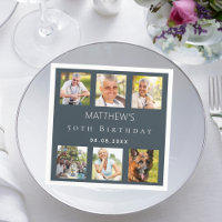 Photo collage charcoal grey birthday party