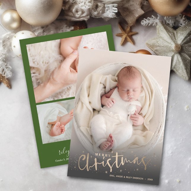 Photo Collage Christmas Birth Announcement (Upload your favorite photos to create a Christmas greeting card and birth announcements)