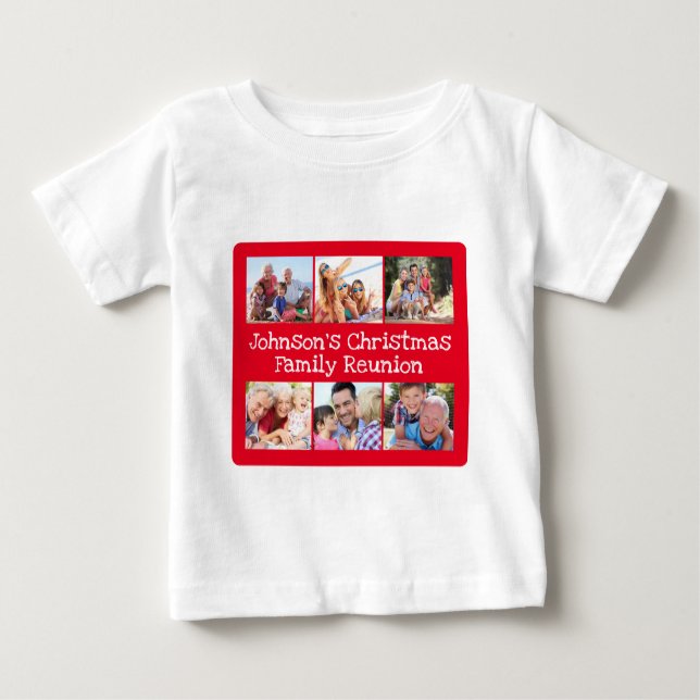 Photo Collage Christmas Family Reunion Baby  T-Shirt (Front)