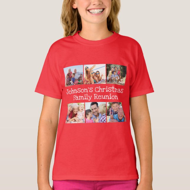 Photo Collage Christmas Family Reunion Girls T-Shirt (Front)