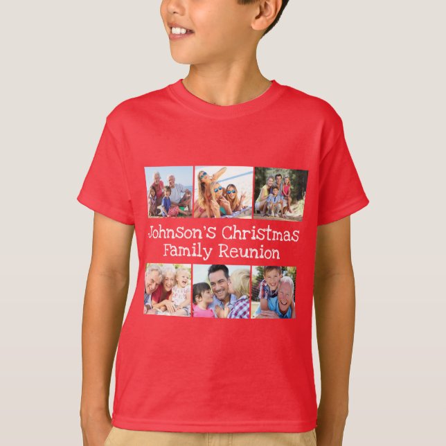 Photo Collage Christmas Family Reunion Kids T-Shirt (Front)