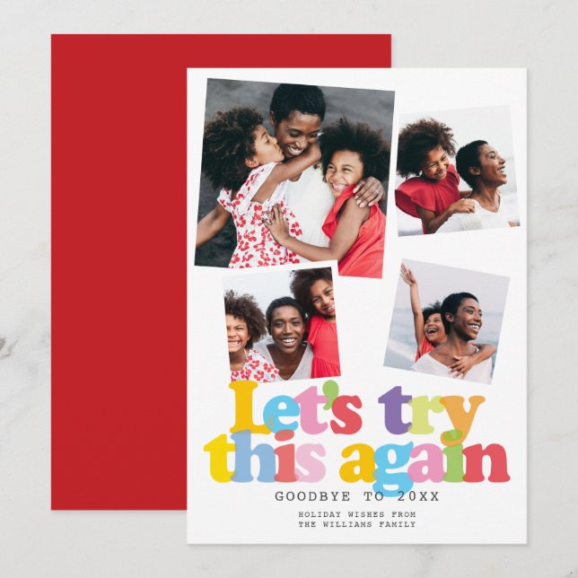 Photo Collage Christmas Lets Try This Again  Holiday Card (Front/Back)