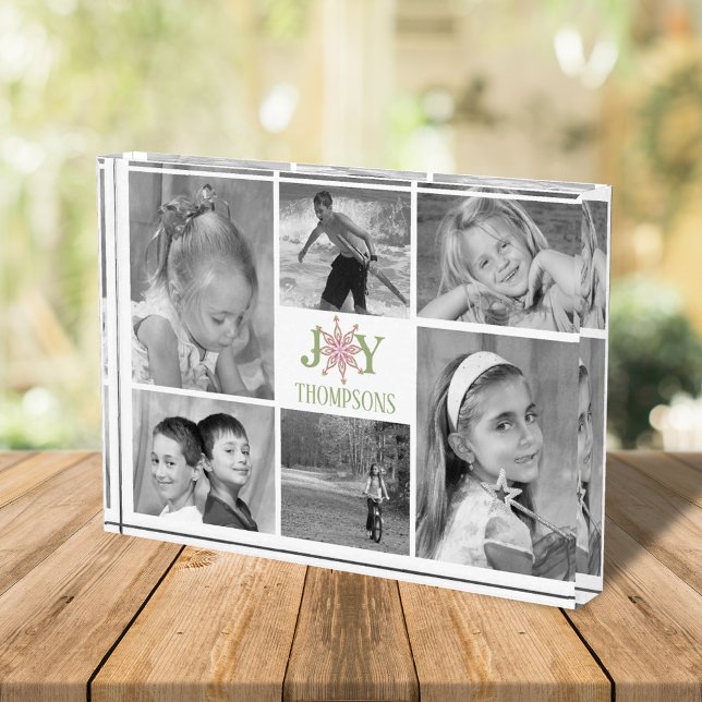 Photo Collage Christmas Personalised Block (Christmas photo collage custom block.)