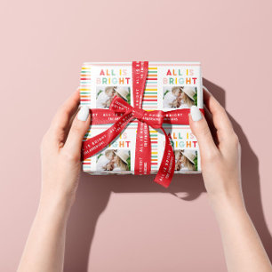 Photo collage christmas rainbow colourful bright h wrapping paper