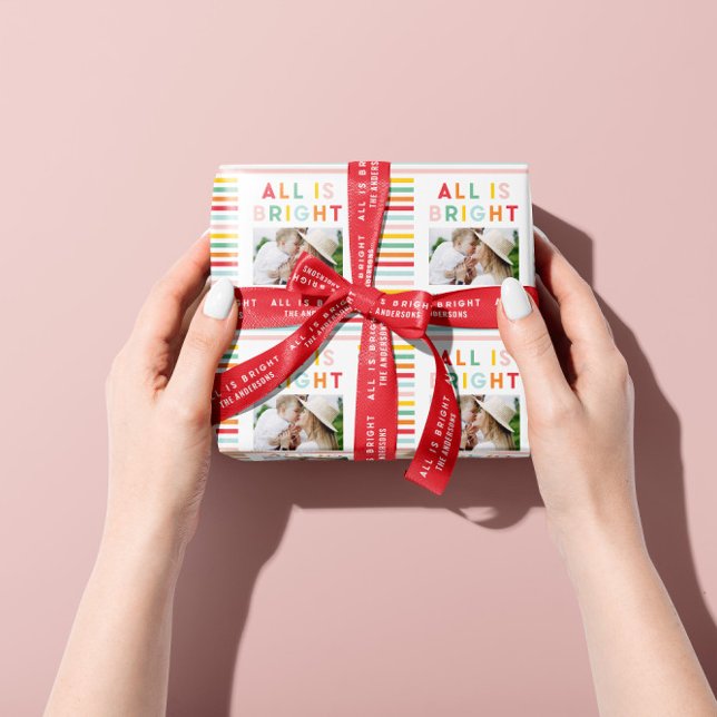 Photo collage christmas rainbow colourful bright h wrapping paper (Creator Uploaded)