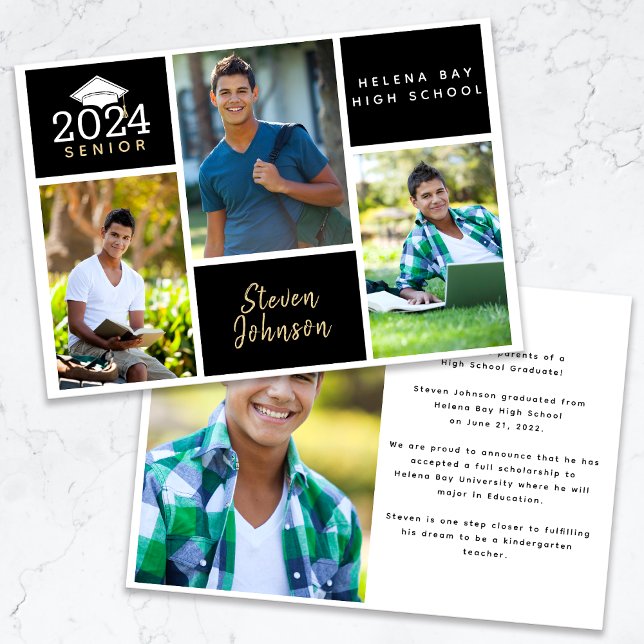 Photo Collage Class of 2024 Senior Graduation Announcement (Creator Uploaded)