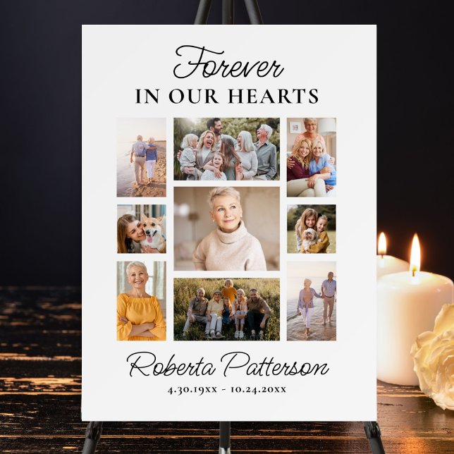 Photo Collage Custom Funeral Memorial Welcome Poster (Creator Uploaded)
