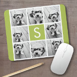 Photo Collage Custom Monogram - Lime Green Mouse Pad<br><div class="desc">You can use Instagram photos for this design. Use 8 square photos to create a unique and personal gift. Or you can keep the hipster puppy and make a trendy keepsake. If you need to adjust the pictures,  click on the customize tool to make changes.</div>