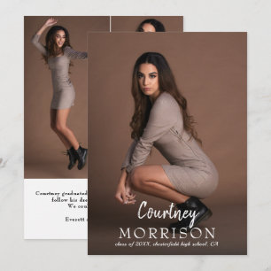 Photo Collage Custom Name Text Overlay Graduation  Announcement