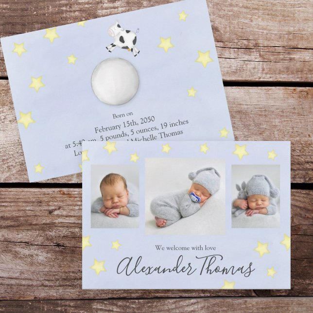 Photo Collage Cute Cow Jumped Over the Moon Announcement (Creator Uploaded)