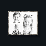 Photo Collage Dark Wood  Canvas Print<br><div class="desc">Photo Collage.  3 photos.  Customize.  Black Wood Background.  Black and white photo used in this image.</div>