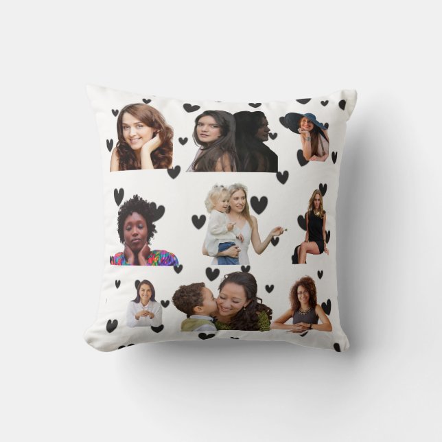 Photo Collage Design Throw Pillow (Front)