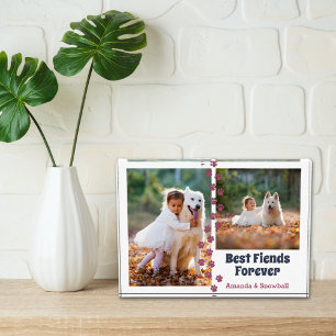 Photo Collage Dog Best Friends Forever with Names Block