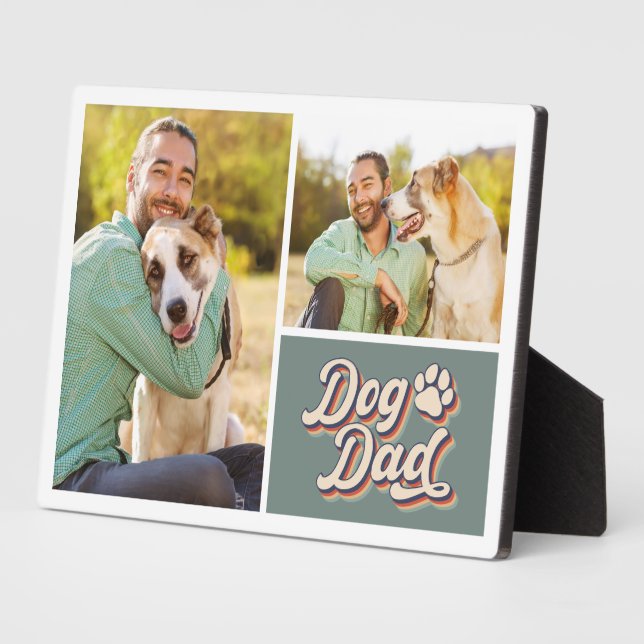 Photo Collage | Dog Dad Paw Print Plaque (Side)