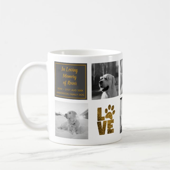 Photo Collage Dog Memorial With Text Sympathy MUG (Left)