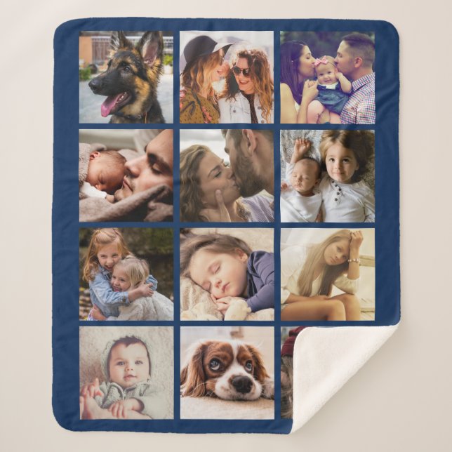 Photo Collage Editable Sherpa Blanket (Front)