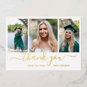Photo Collage Elegant Graduation Thank You Card