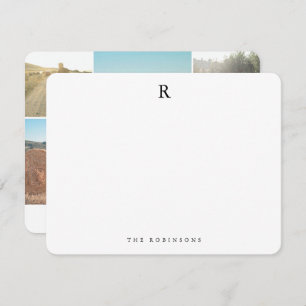 Photo Collage Elegant Minimalist Family Monogram Card