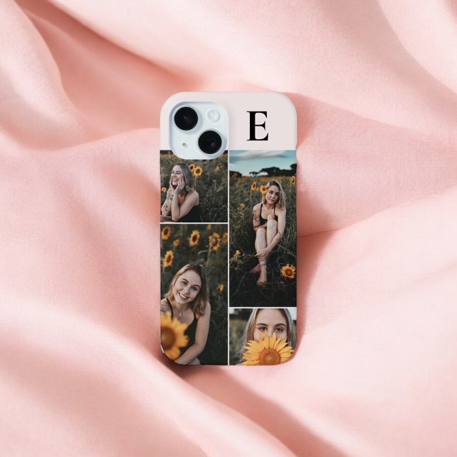 Photo Collage Elegant Monogram Blush Pink Case-Mate iPhone Case (Creator Uploaded)