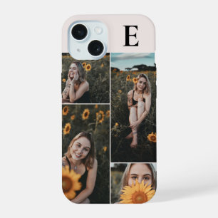 Photo Collage Elegant Monogram Blush Pink iPhone 15 Case